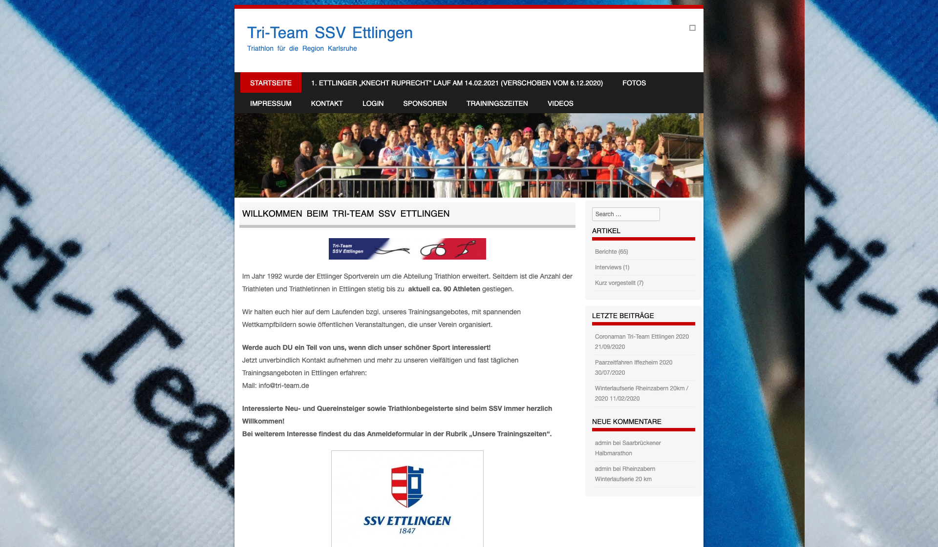 Eckdaten des Vereins Tri-Team SSV Ettlingen