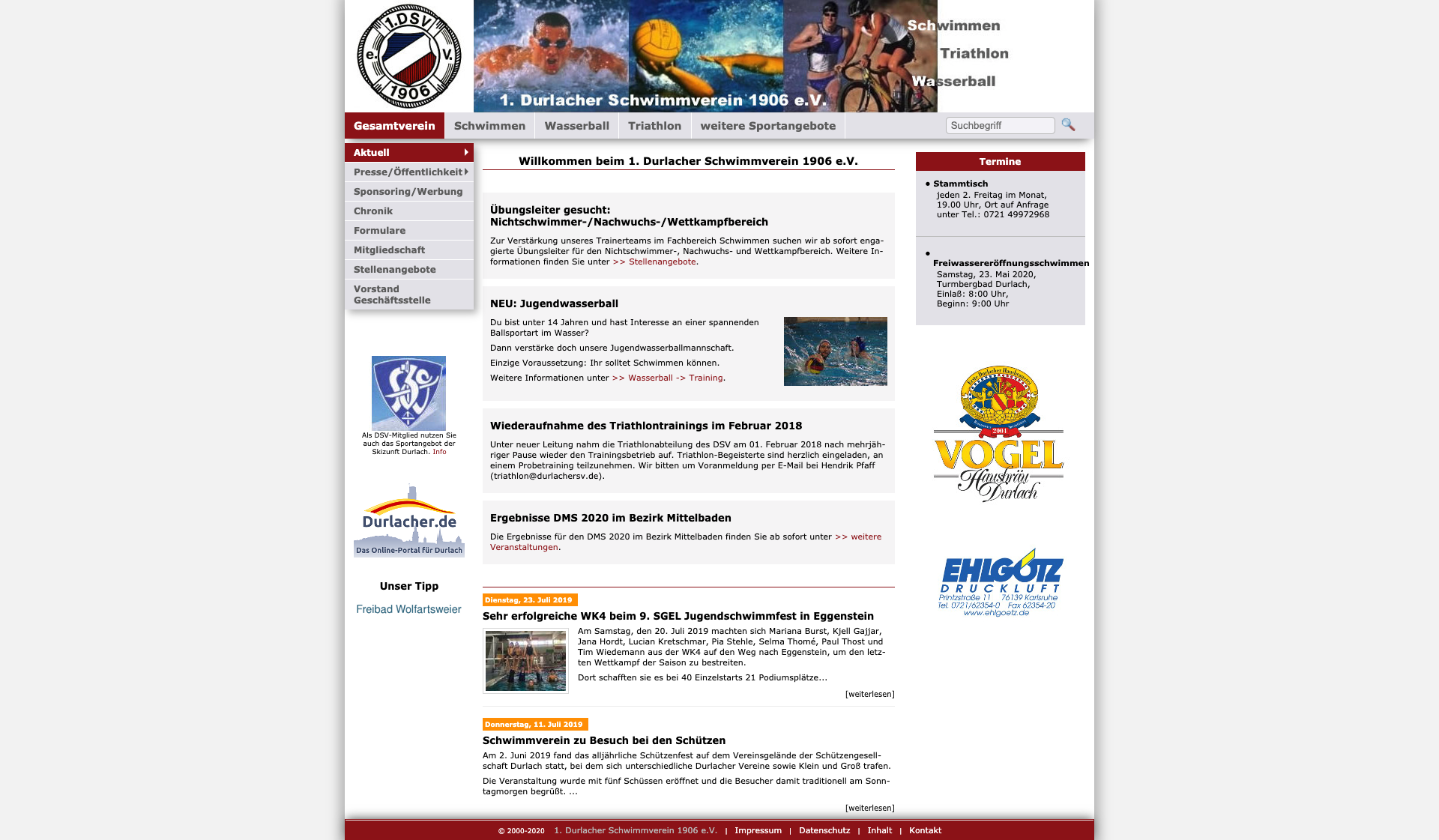 Eckdaten des Vereins 1. Durlacher SV