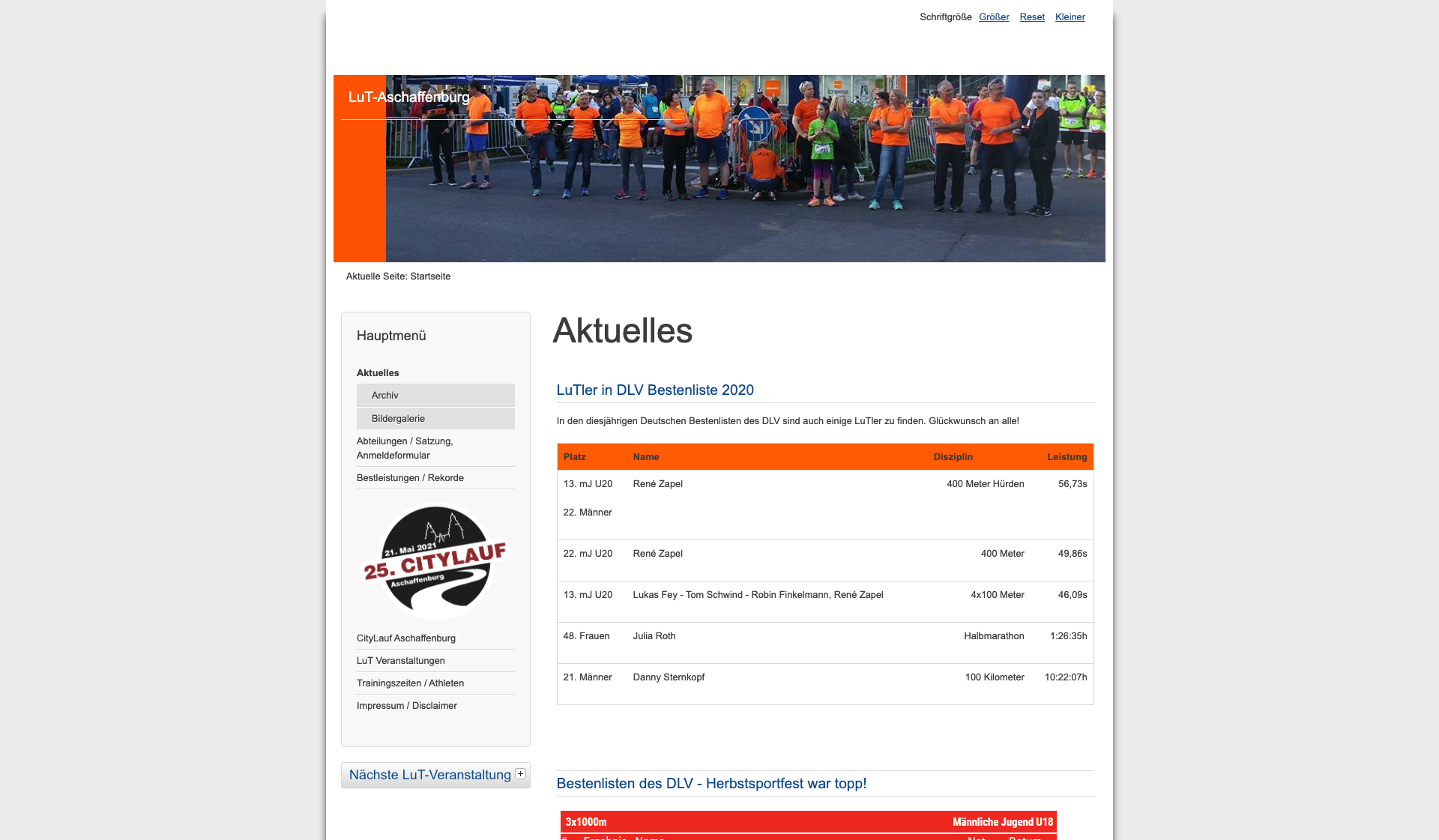 Eckdaten des Vereins LuT Aschaffenburg