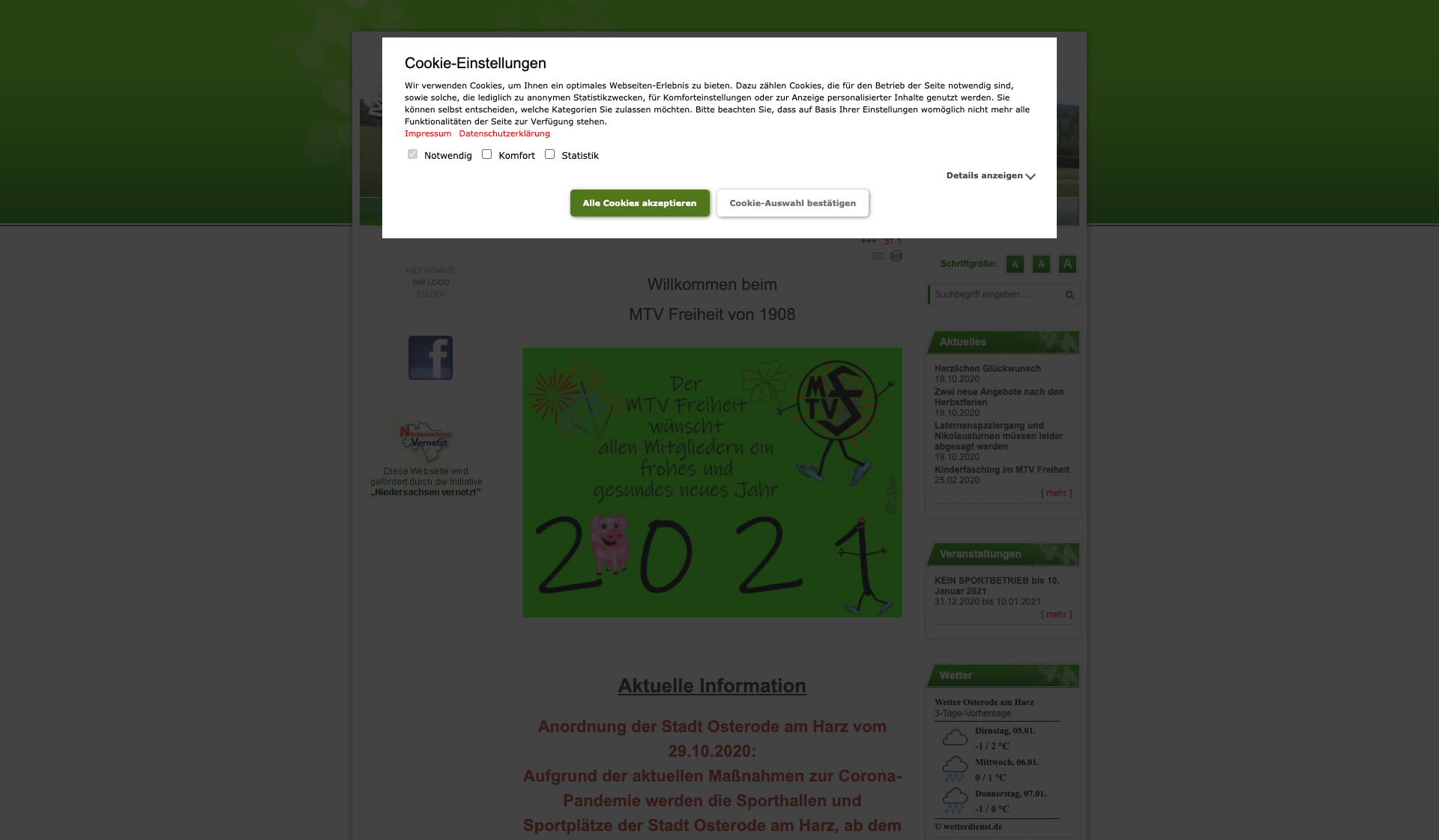 Eckdaten des Vereins MTV Freiheit