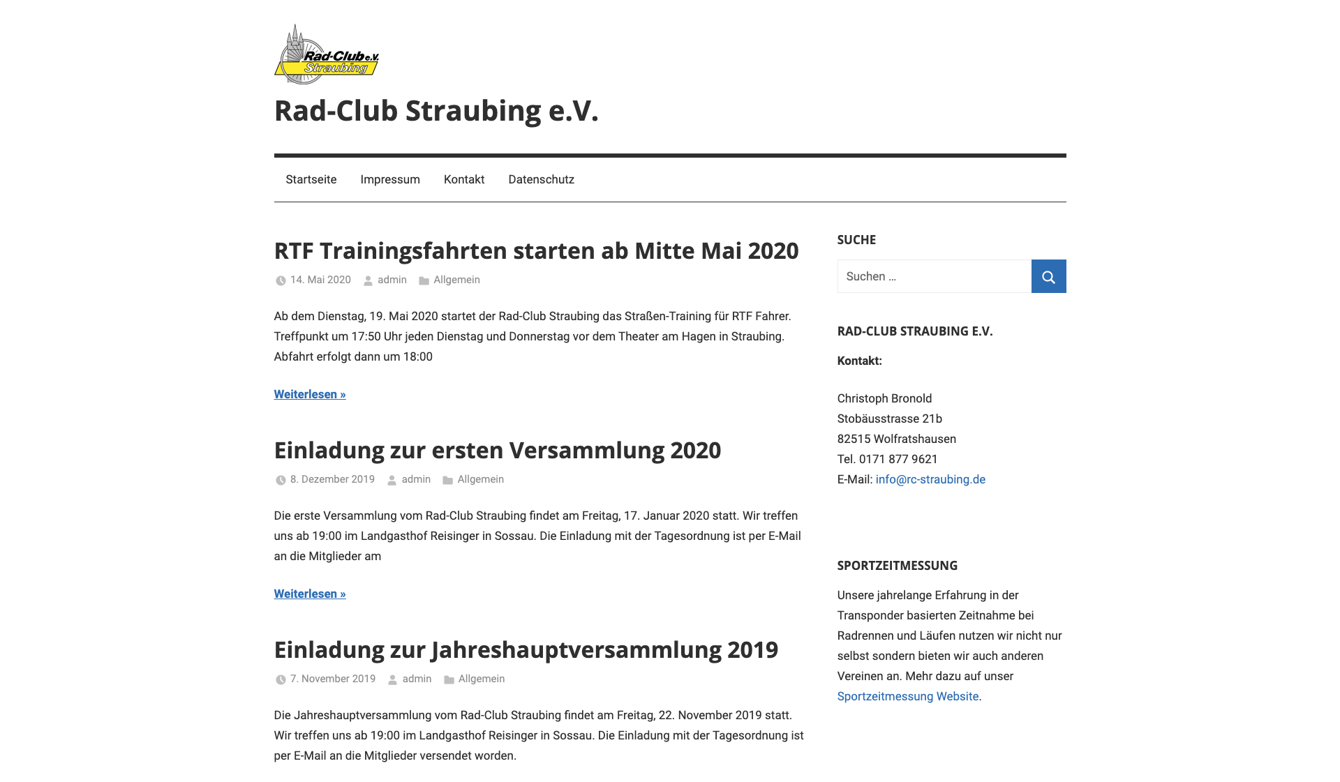 Eckdaten des Vereins Rad-Club Straubing