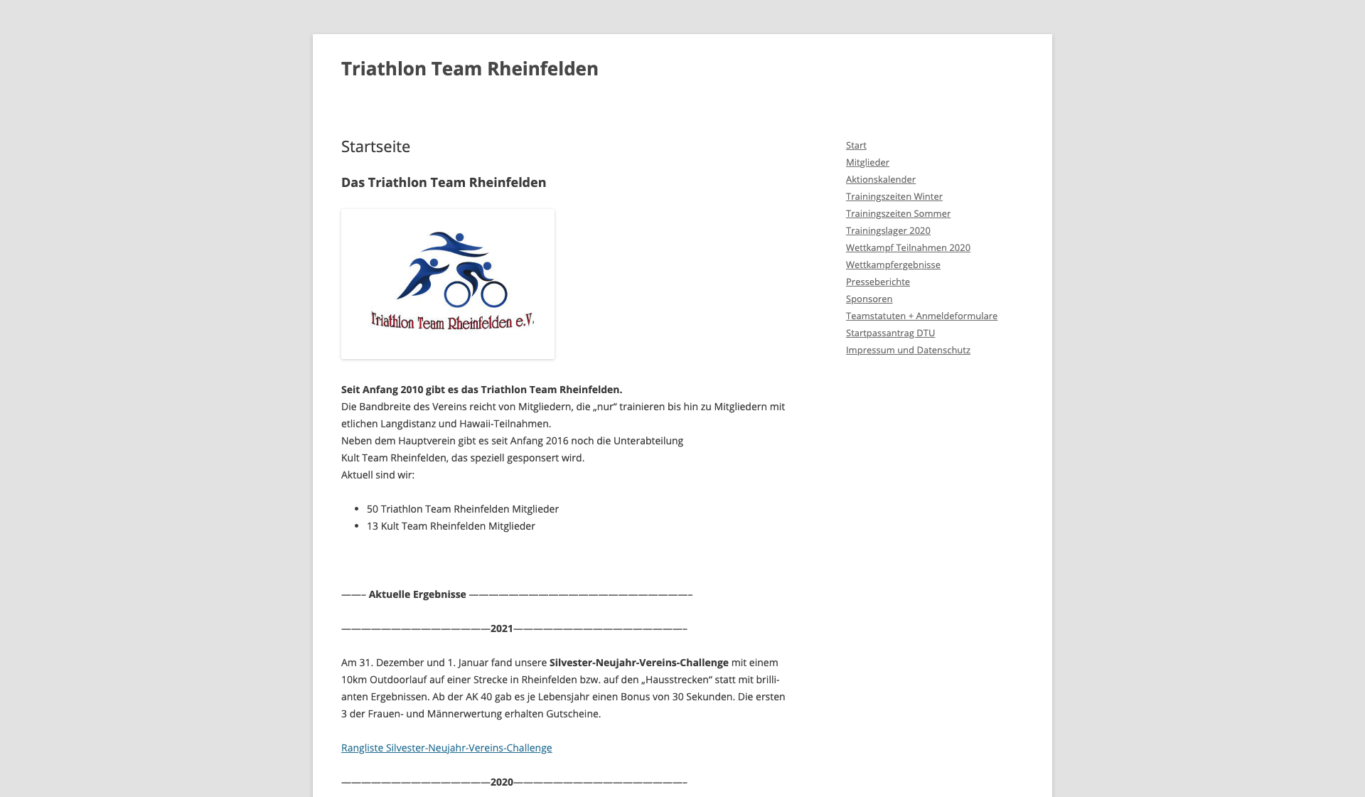 Eckdaten des Vereins Triathlon Team Rheinfelden