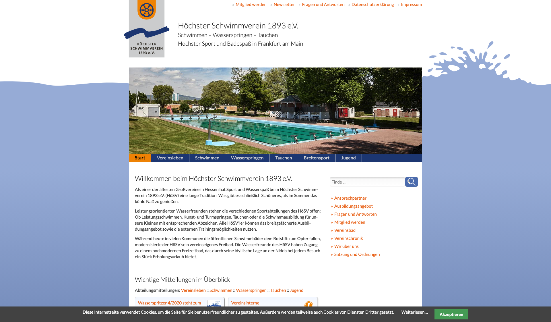Eckdaten des Vereins Höchster Schwimmverein 1893 e.V.
