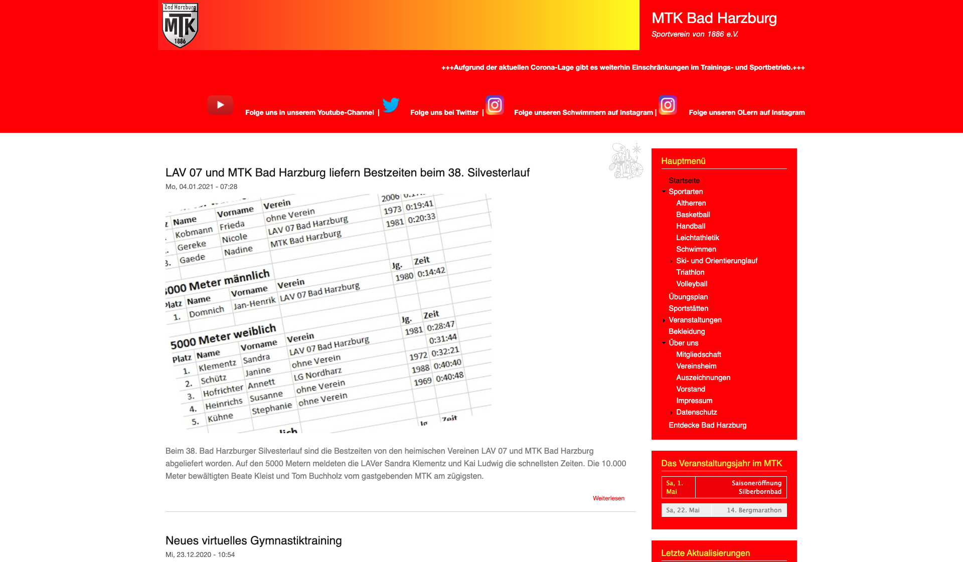 Eckdaten des Vereins MTK Bad Harzburg