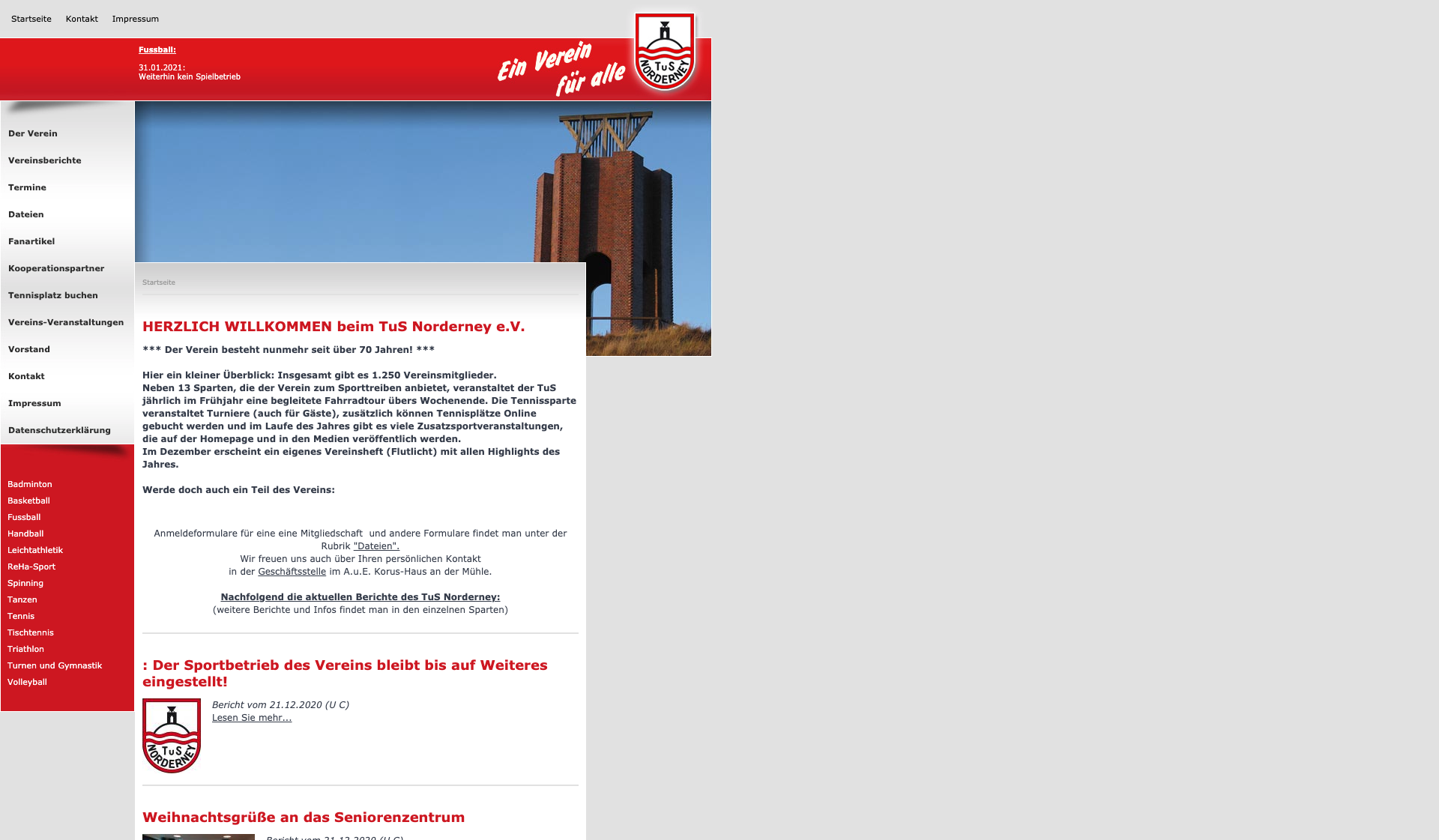 Eckdaten des Vereins TuS Norderney