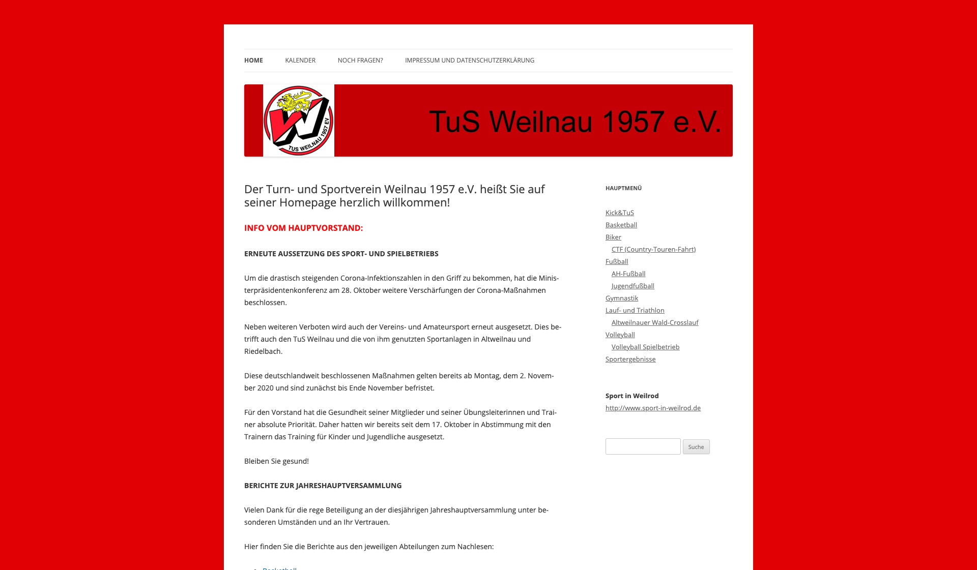 Eckdaten des Vereins TUS Weilnau 1957